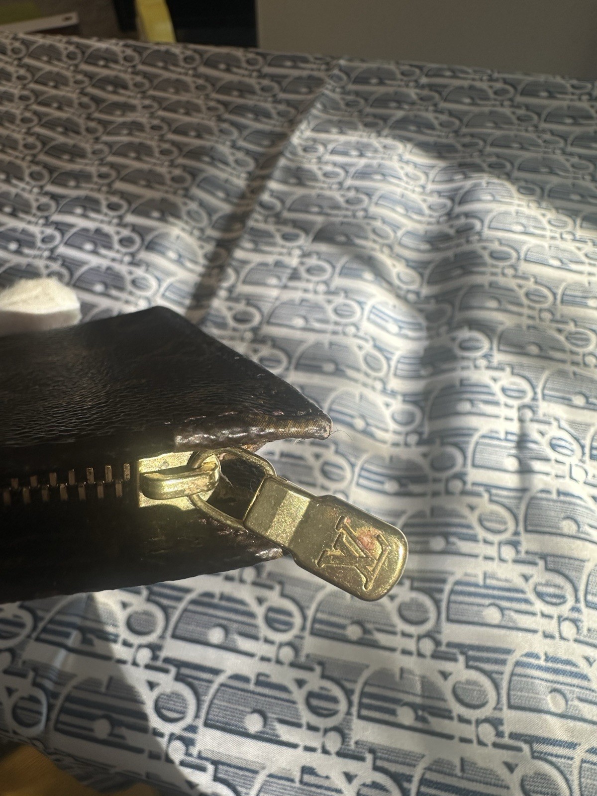 Louis Vuitton Brown Monogram Small Zip Wristlet Pouch, Inner Pockets, Gold HW