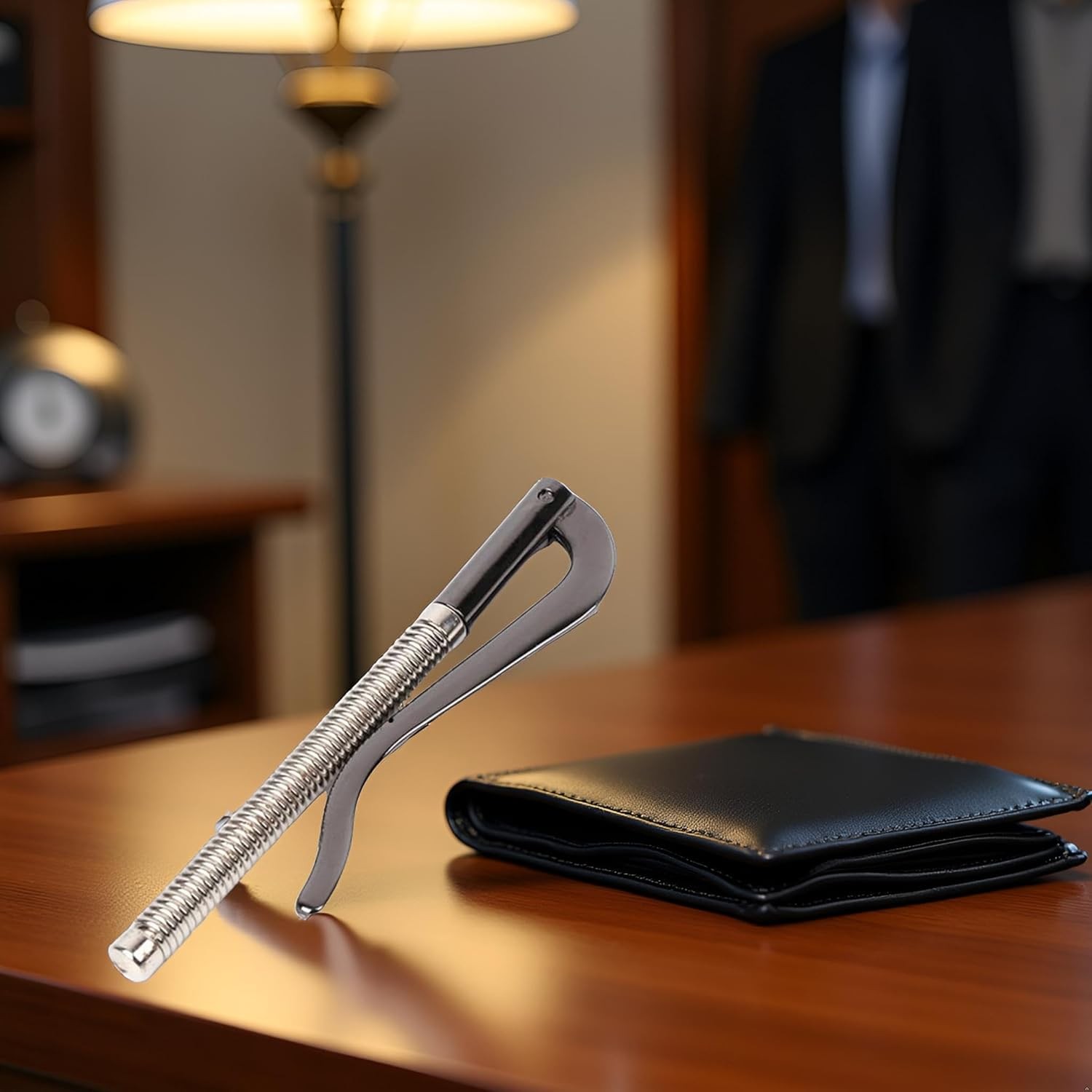 1Pcs Black Metal Bifold Money Clip Bar Clamp Cash Holder