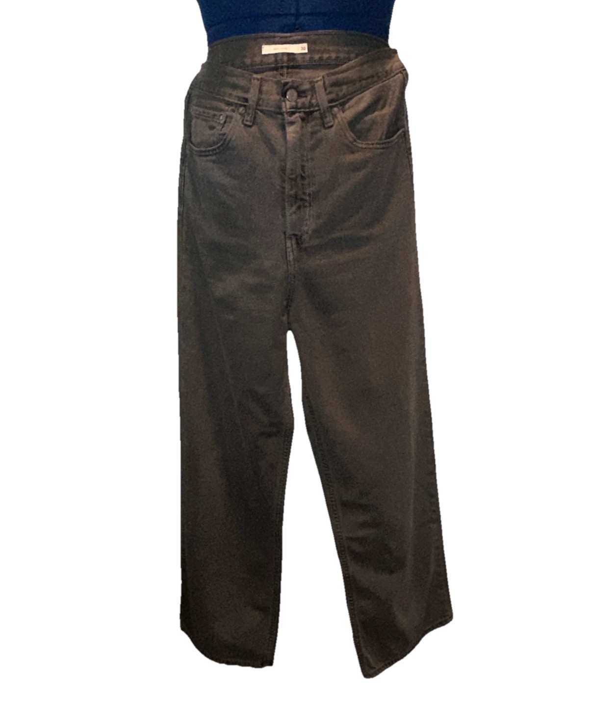 Levi Strauss & Co. Women’s Dark Wash Gray Wide-Leg Loose 5-Pocket Denim Jeans 30