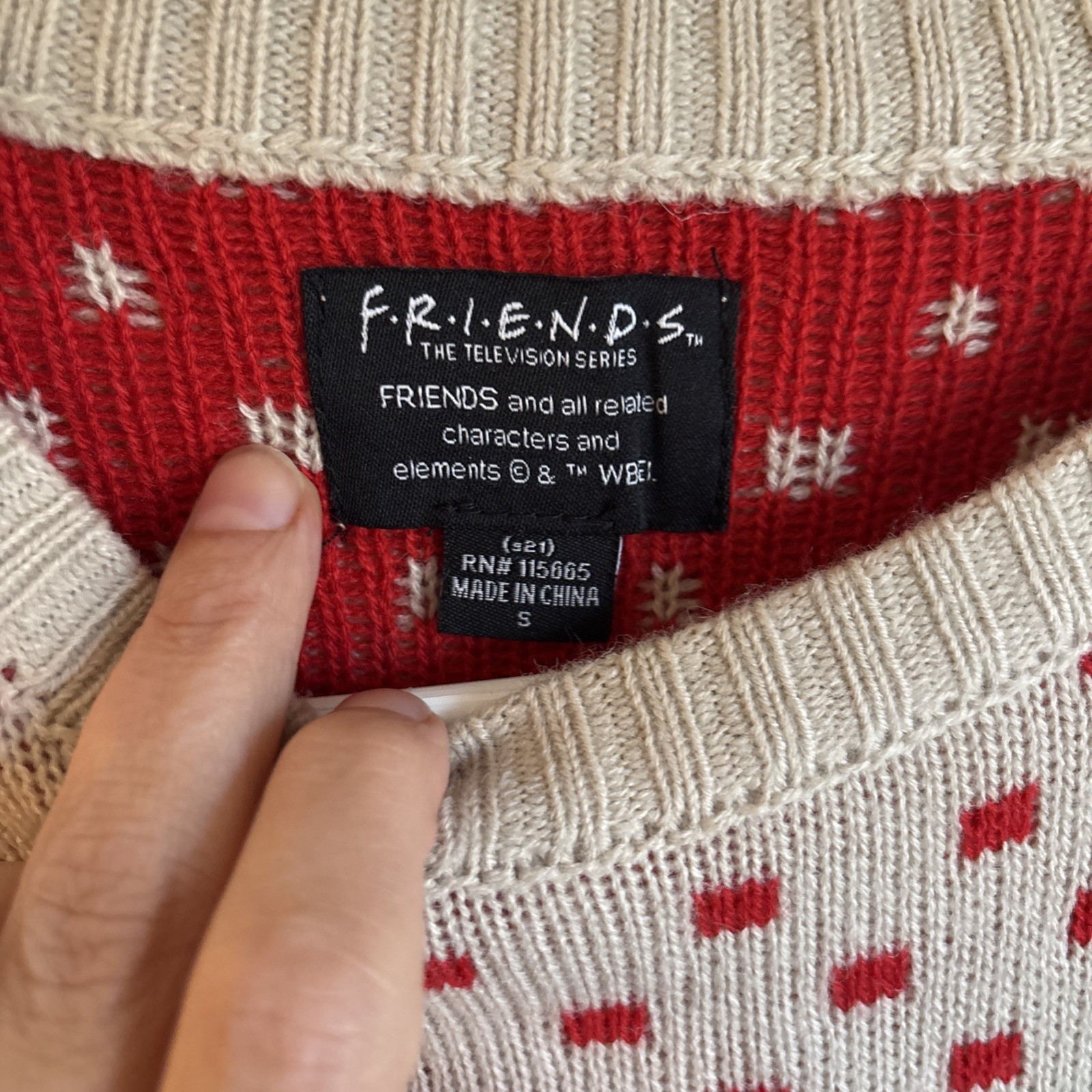 Friends Christmas Ugly Knit Sweater Mens Large Holiday NBC Television Festive