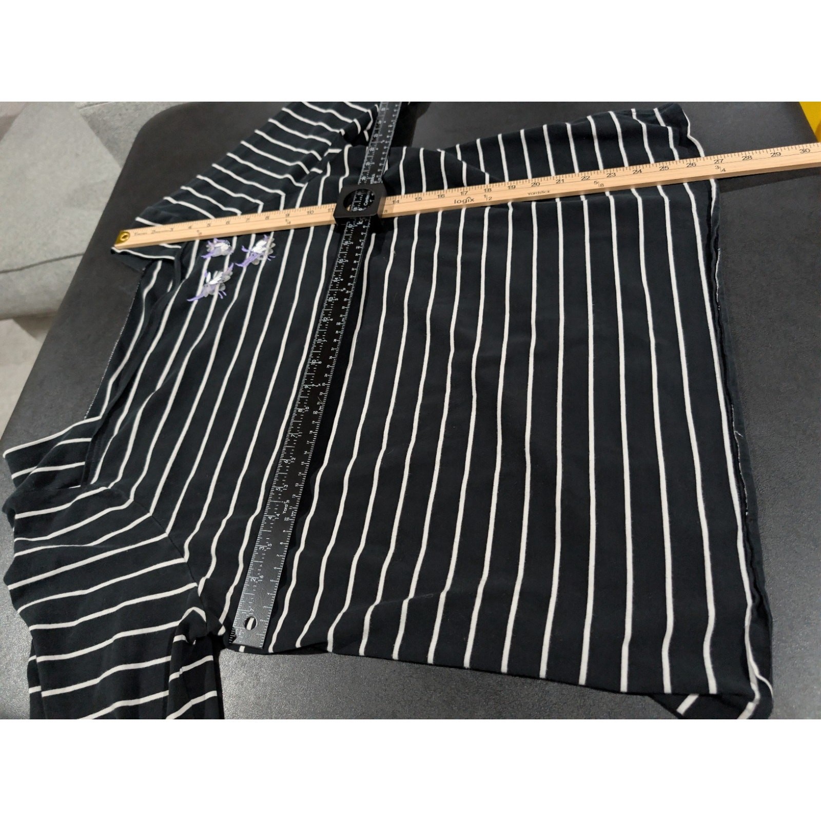 Ava Viv Women’s Striped Top Blouse Shirt Size 2X Black Cotton 3/4 Sleeve Sequins