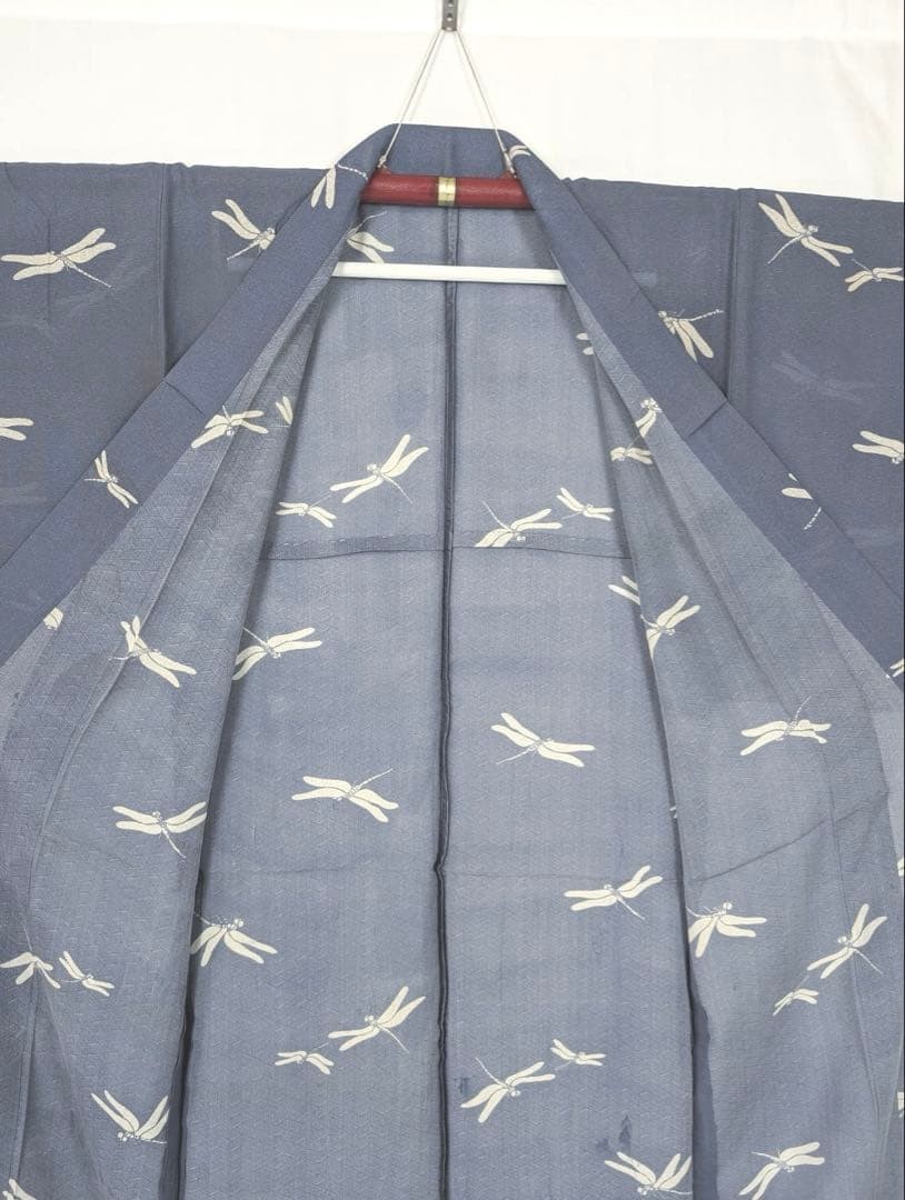 Silk Summer Kimono Ro Mon Small Pattern 150cm 64cm Tranquil Blue Dragonfly