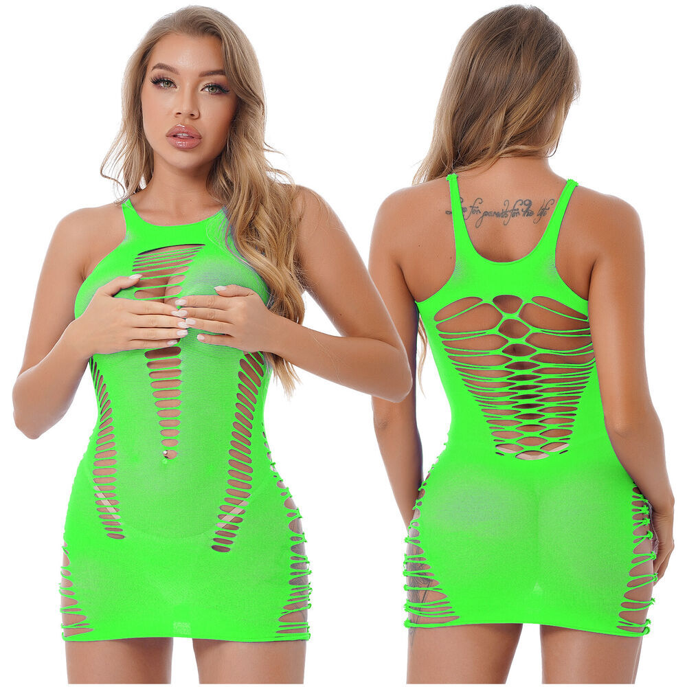 Women’s Lingerie Fishnet Teddies Mesh Babydoll Seamless Mini Dresses Nightwear