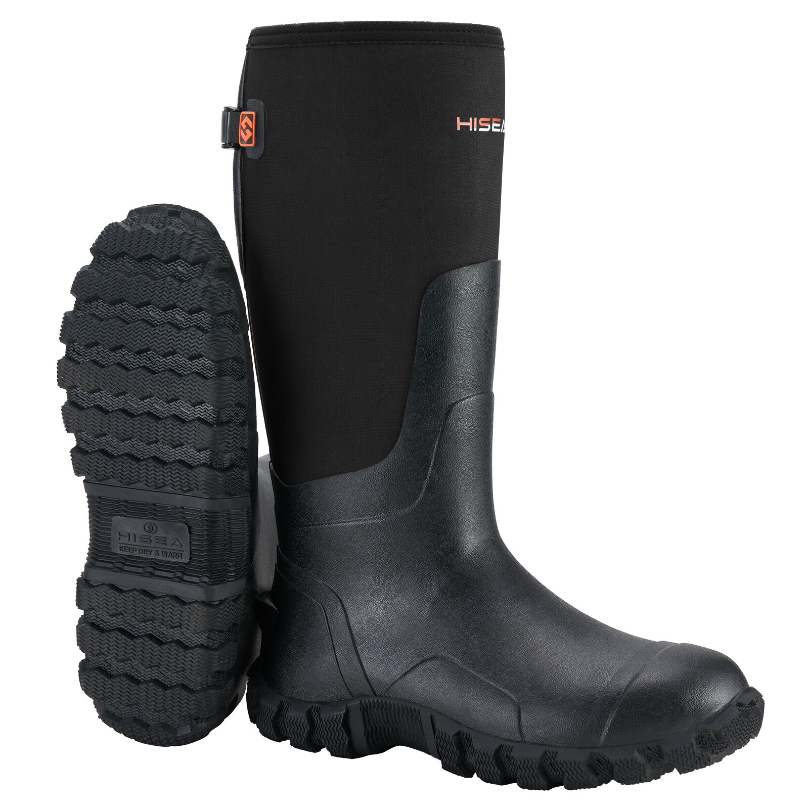 HISEA Men’s Rain Boots Waterproof Insulated Fishing Hunting Farm Mud Work Boots