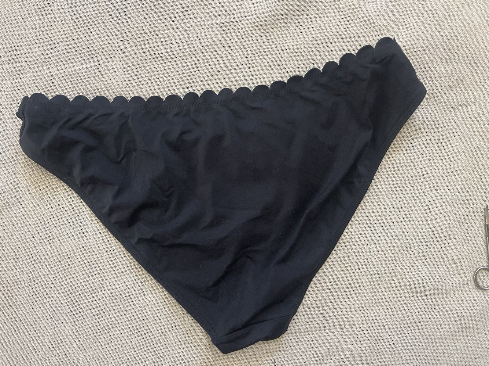 Lascana Black Moderate Coverage Scalloped Edge Swimsuit Bikini Bottoms XL Unworn