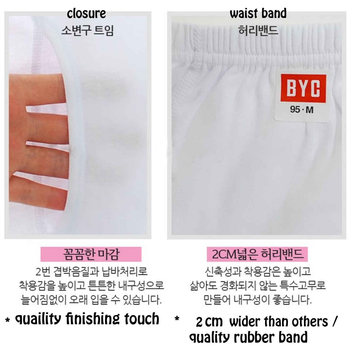BYC Men’s Underwear Trunk Briefs White 100% Cotton 1p In-Band KOR