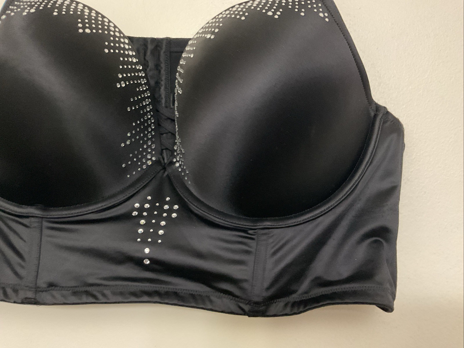 Womens Torrid XO Plunge Push-Up Bra Diamante rhinestone Black Size 50 B