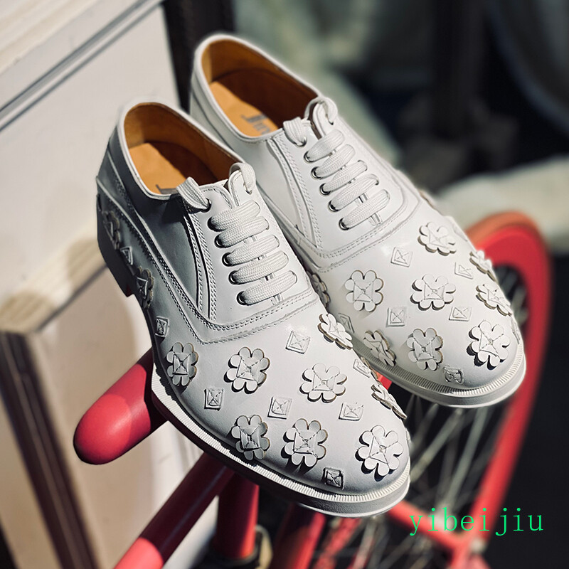 Mens Retro Oxfords Handmade Flower Dress Formal Real Leather Lace Up Party Shoes