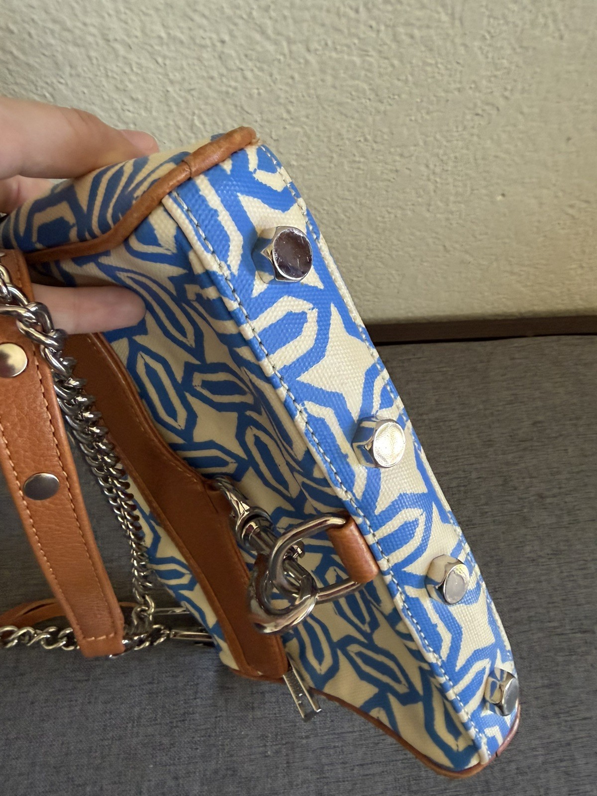 Rebecca Minkoff Blue White Mini MAC Crossbody Bag Purse Designer SEE DESCRIPTION