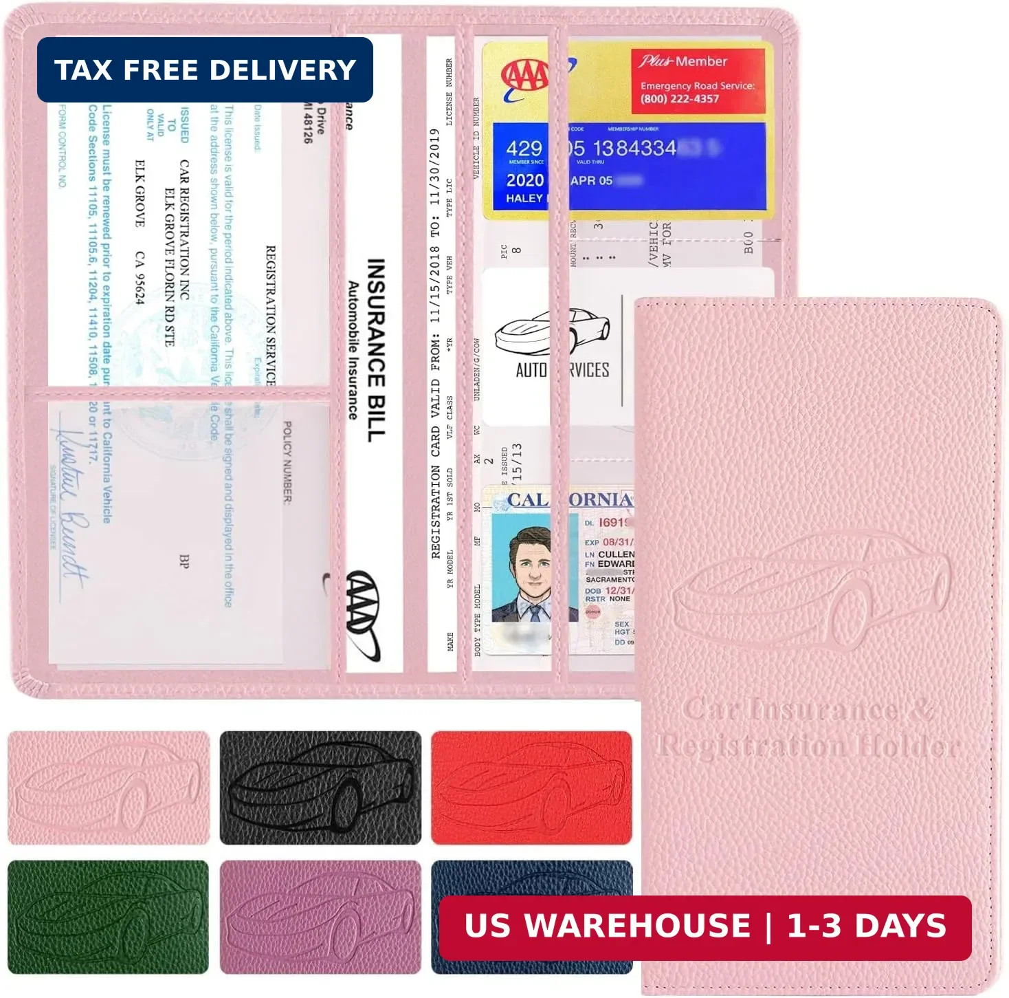 Valardoh Premium Car Registration and Insurance Card Holder, Car Document Holder