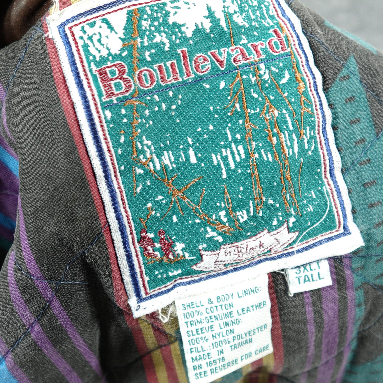 Vintage Boulevard Jacket 3XLT Blue Men Denim Bomber Lined Insulated Pockets