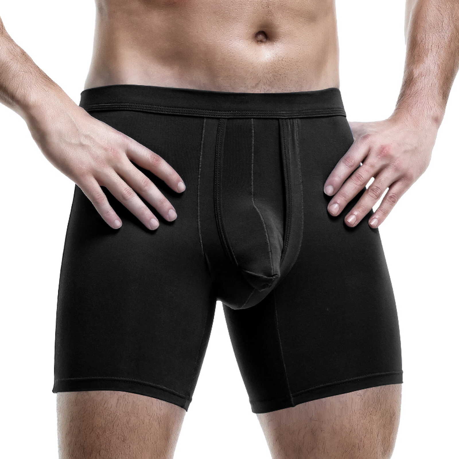 Pack of 1-3 Men Bamboo Anti Chafing Soft Comfort Long Leg Boxer Underwear Briefs