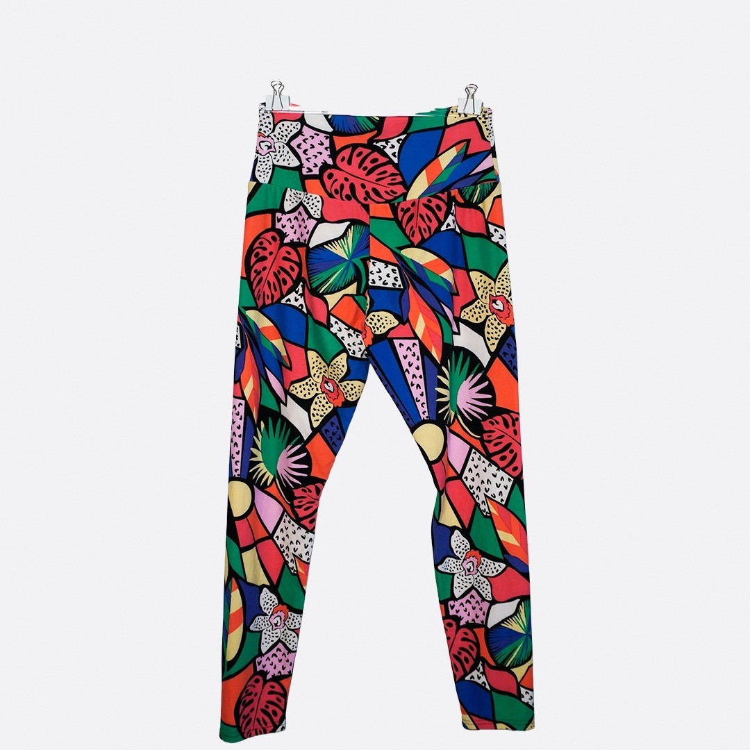 Art to Wear Tropical Pop Art Botanical High Rise Leggings Multicolor 0X L
