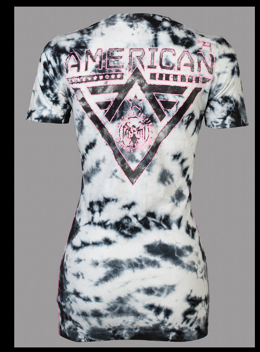 AMERICAN FIGHTER by AFFLICTION Black Tie Dye ALASKAN Short Sleeve Womens T-shirt