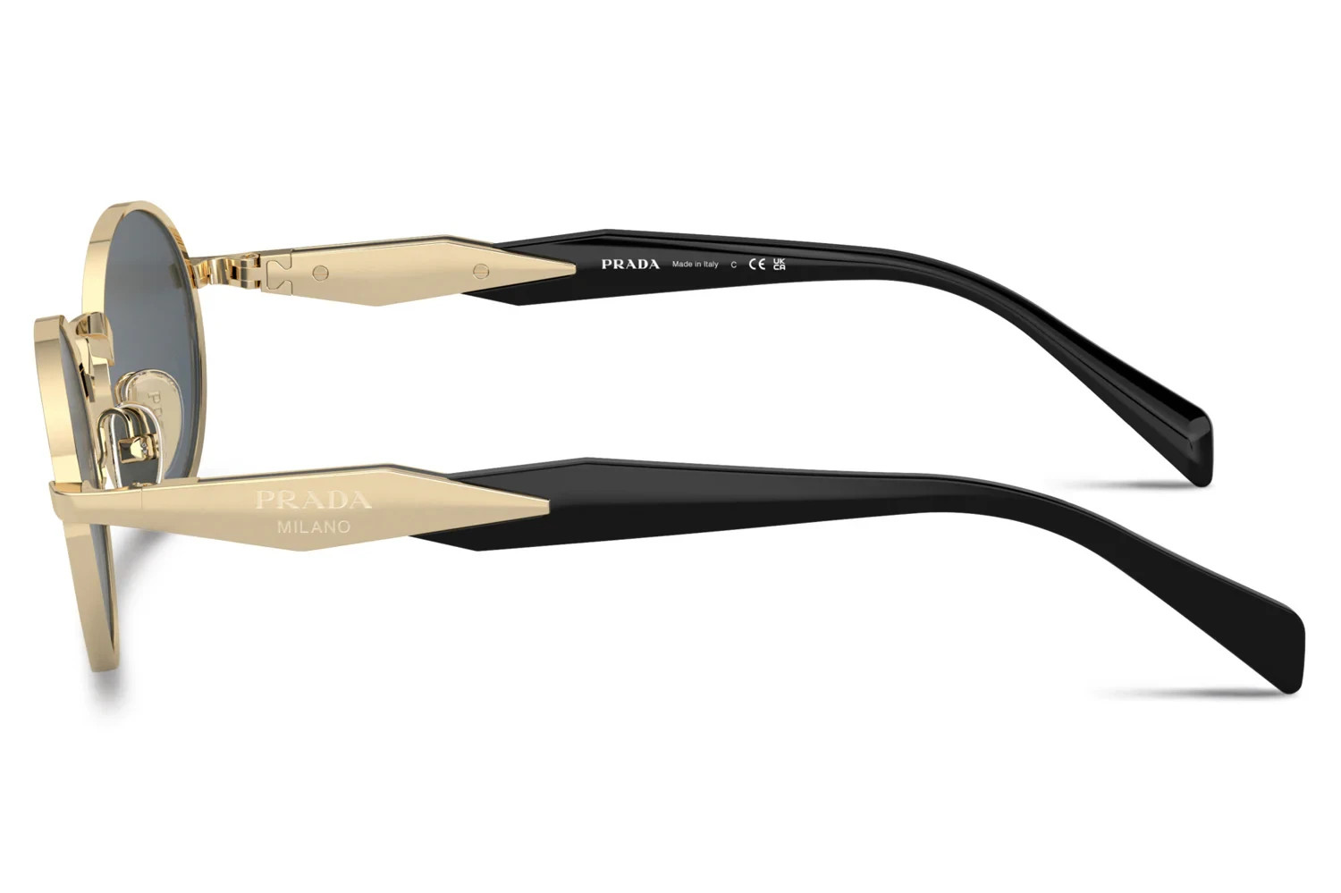 PRADA PR 65ZS ZVN09T Gold Black Oval Frame Grey Lenses Sunglasses 55mm New
