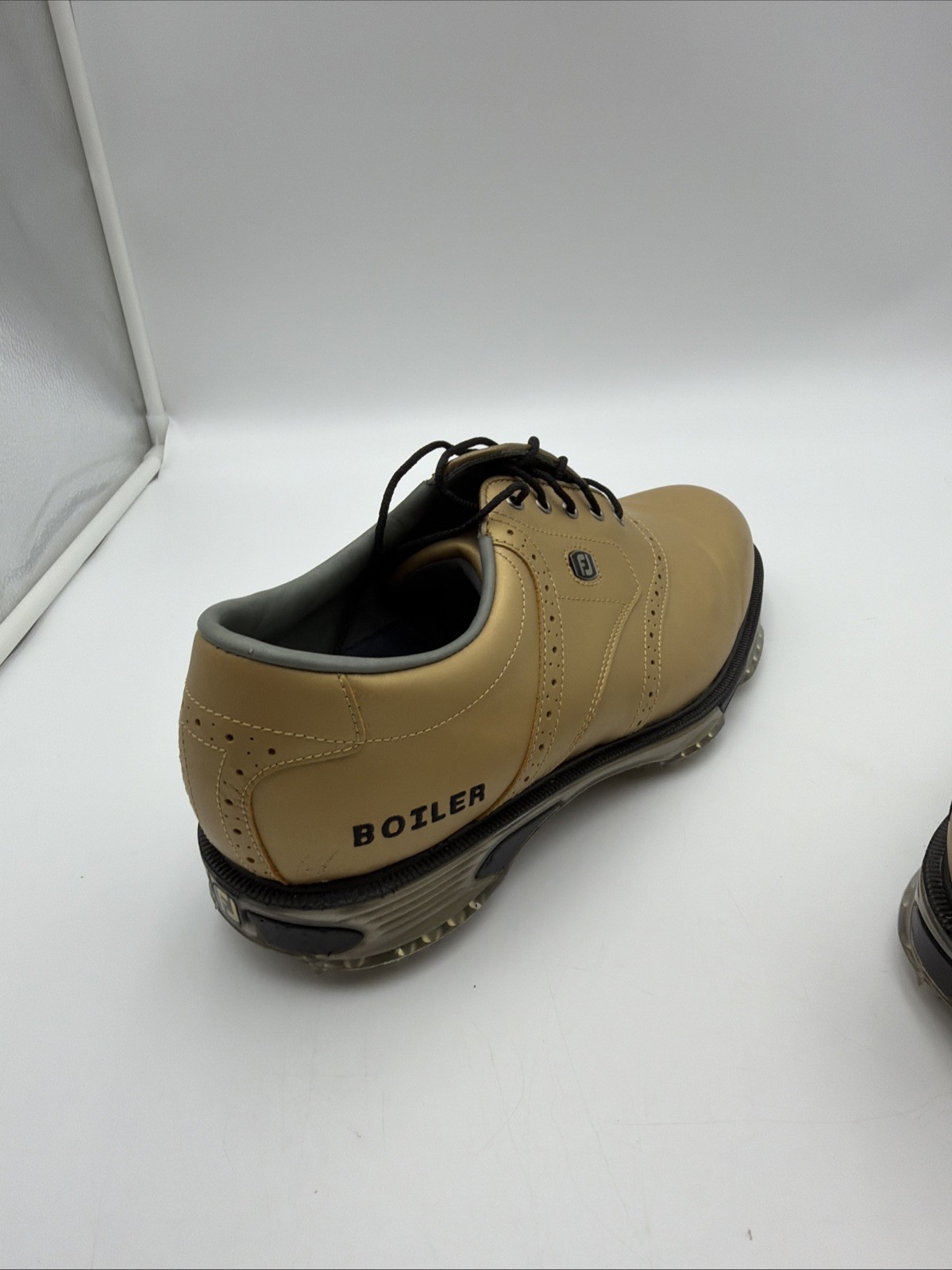 Foot-Joy DryJoys Mens Gold Purdue Shoes, Soft Spikes, Size 12