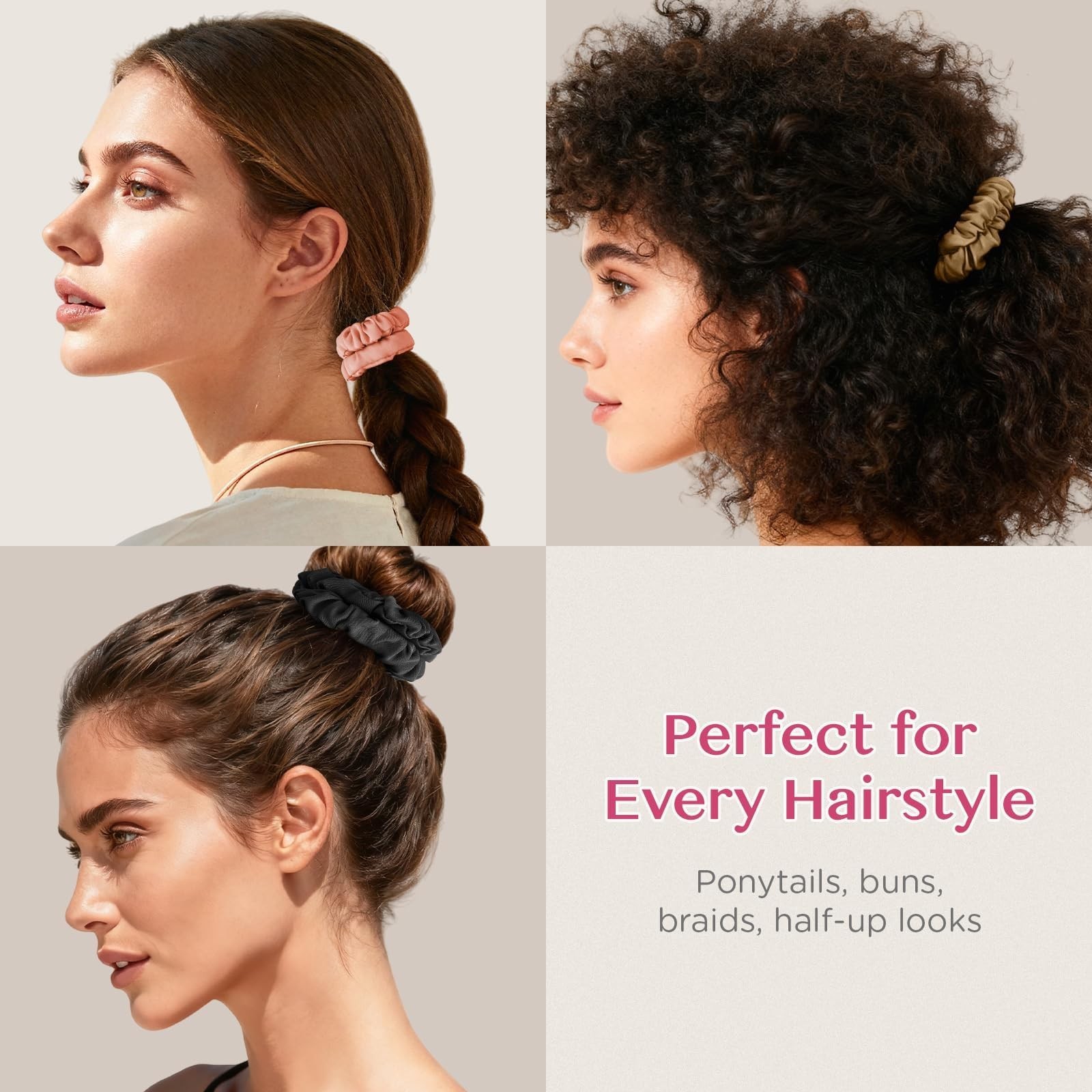 24 Pack Soft Silk-Like Hair Ties, No Damage Scrunchies for All Hair Types