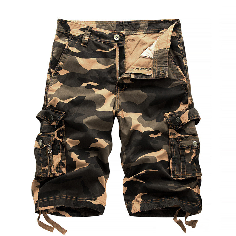 New Mens Cotton Cargo Shorts Flat Front Pockets Washed Lounge Size 29-42