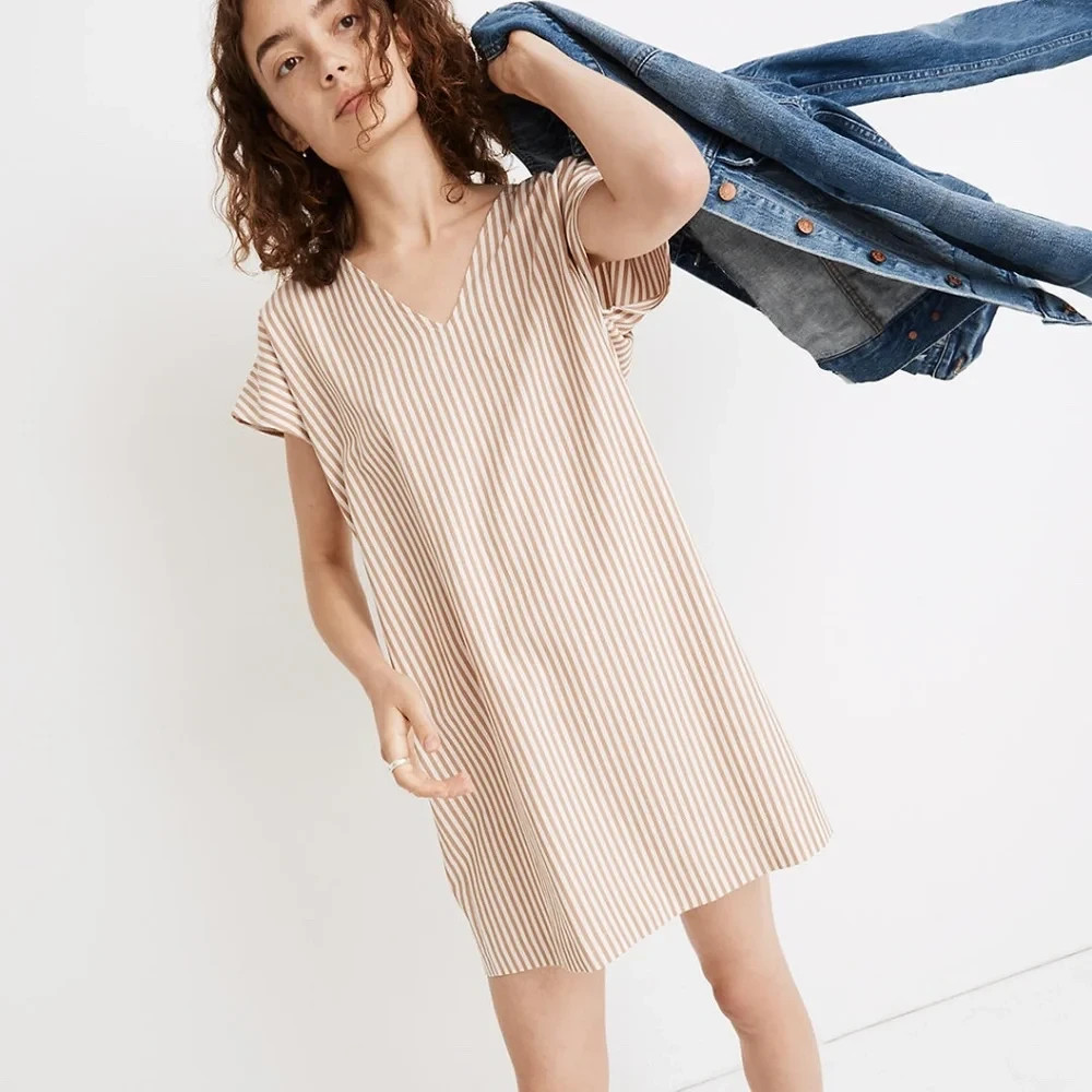 Madewell Women’s Dress Size XXS Striped Button-Back Shift