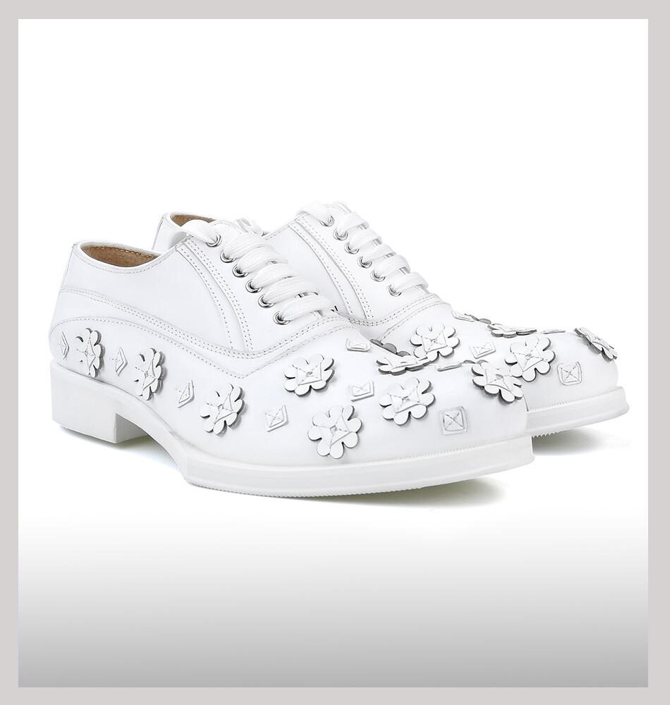 Mens Retro Oxfords Handmade Flower Dress Formal Real Leather Lace Up Party Shoes
