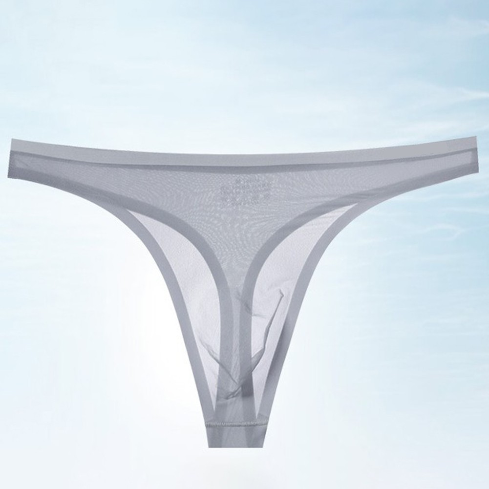 Men’s Seamless Ice Silk Thong with 3D Bulge Pouch T-Back and Lightweight Feel