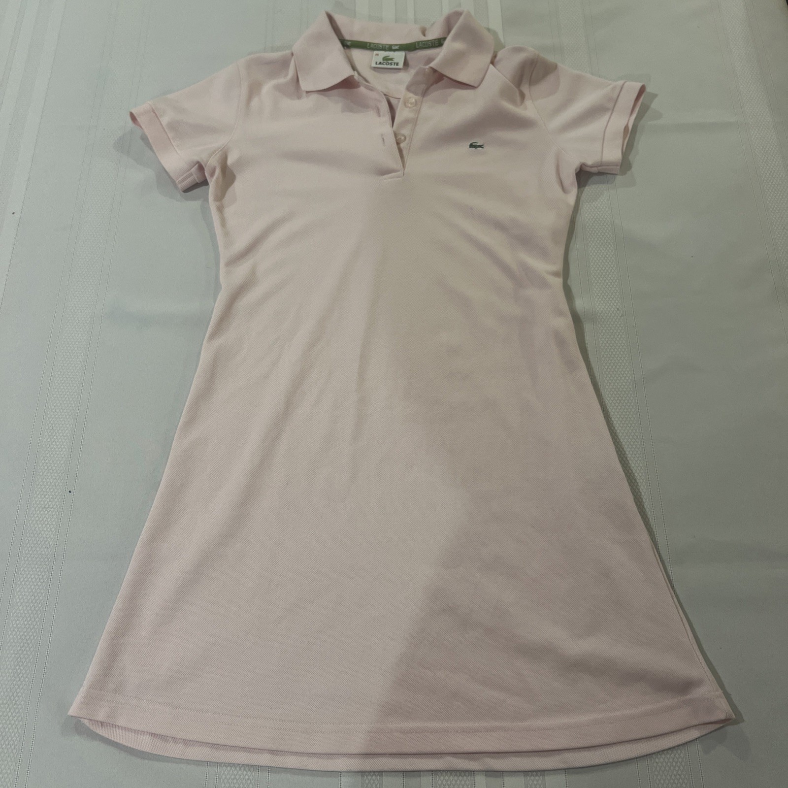 Lacoste Pique Polo Knit Dress Pale Pink 38 Preppy Old Money LACOSTE On Back!