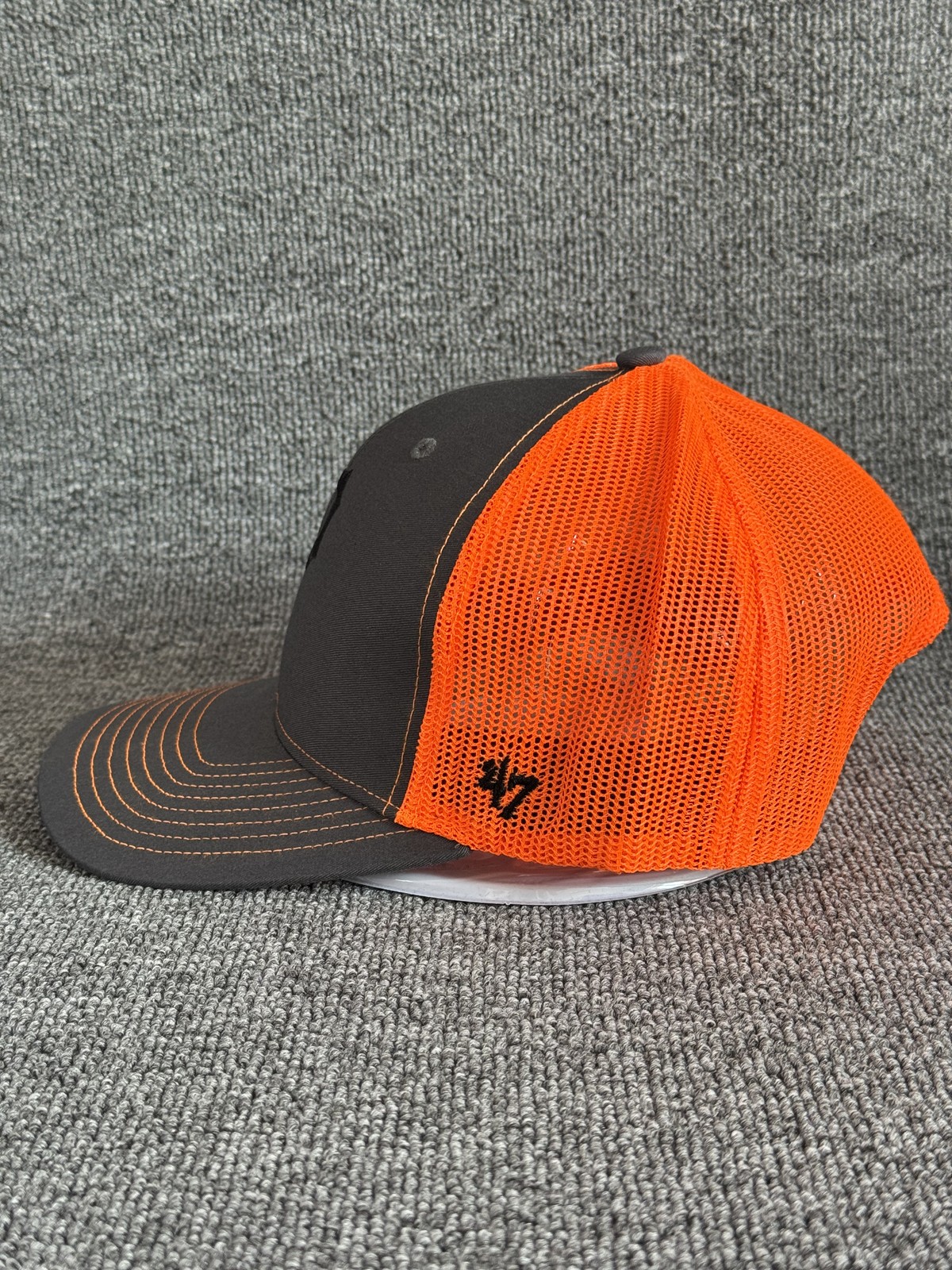 47 Brand Pittsburgh Pirates Trucker Hat Snapback Mesh Cap Grey Orange One Size