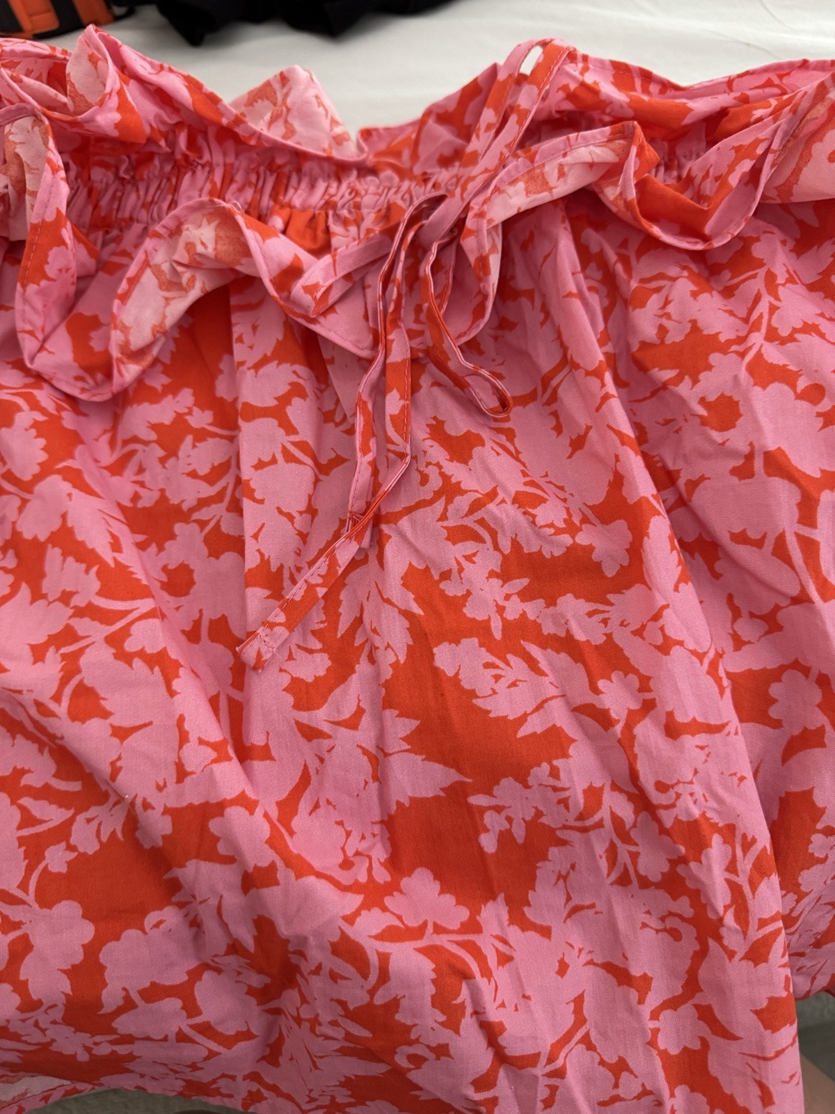 SUGRALIPS Pink Orange Floral Ruffle Tie-Shoulder Camisole Blouse Size S