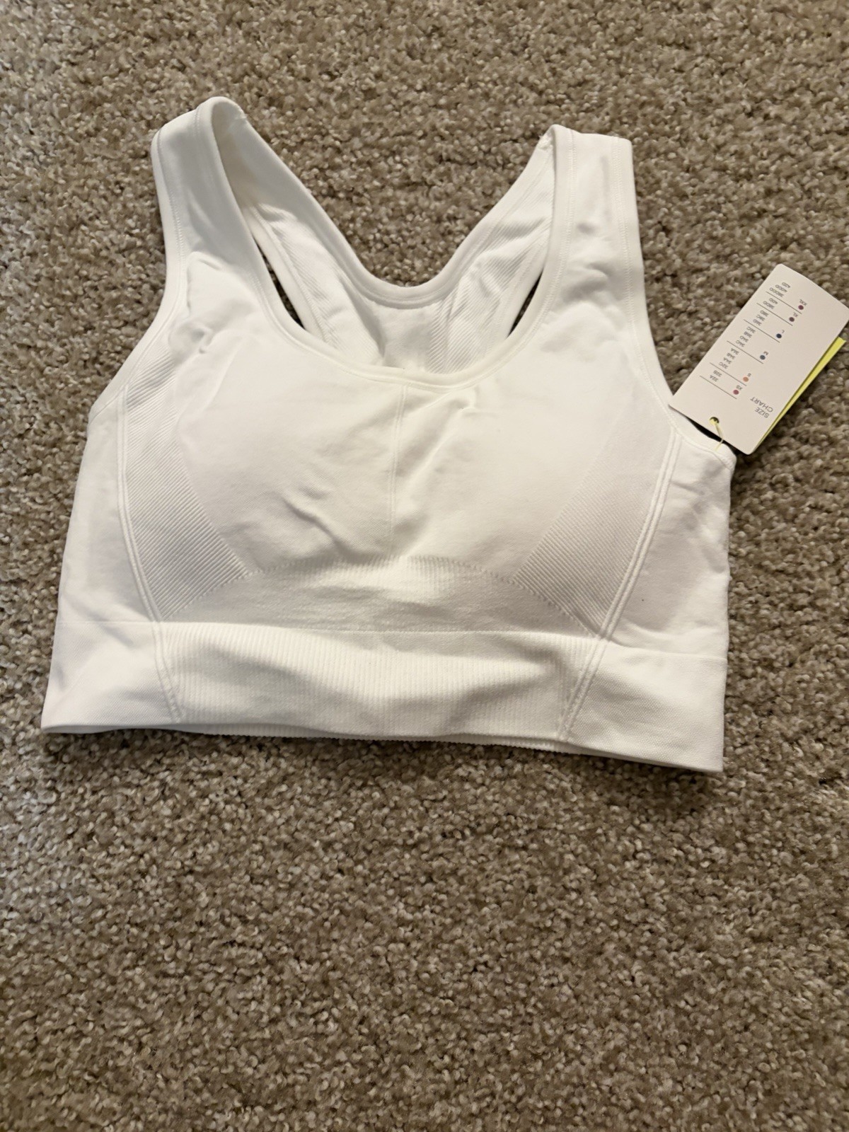 All in Motion White Racerback Sports Bra M Removable Pads Wireless Medium