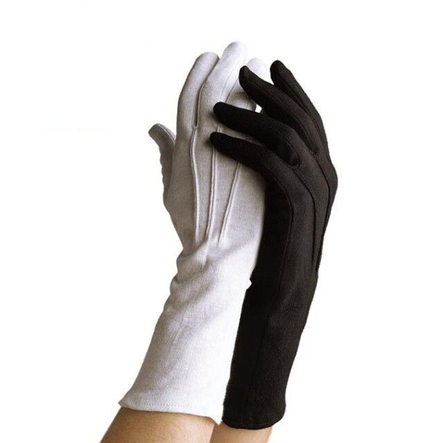 Long Wrist Nylon Gloves – White or Black -Marching Band, Military, Santa Gloves