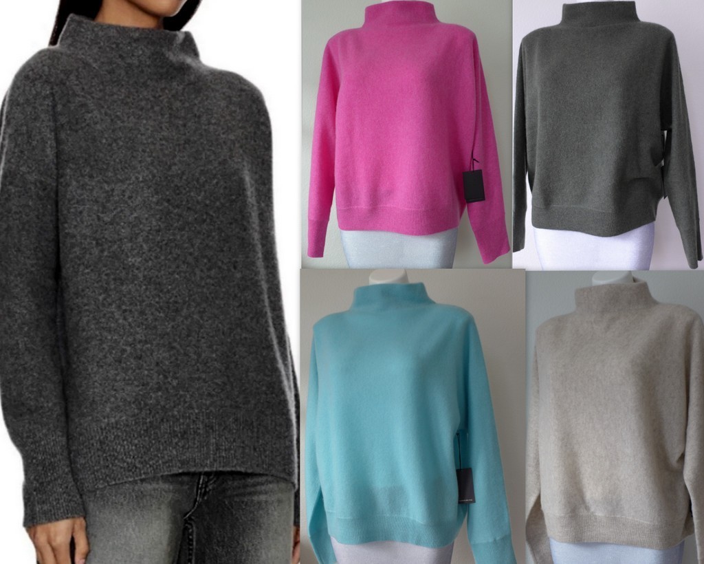 TAHARI Funnel Neck 100% 2-PLY Cashmere Sweater SOFT LUXE 5 Colors