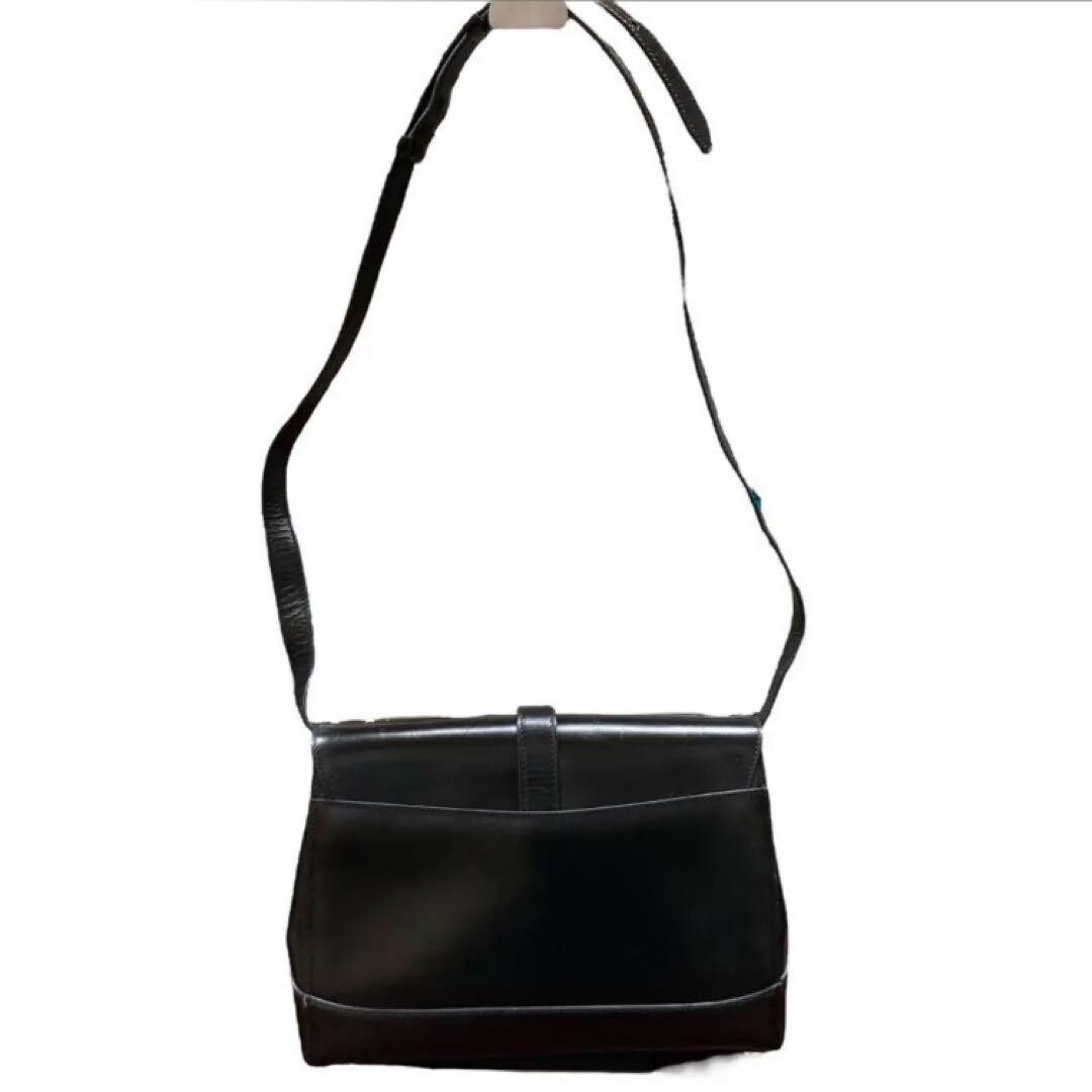CELINE Shoulder Bag Leather Black Vintage Authentic From Japan