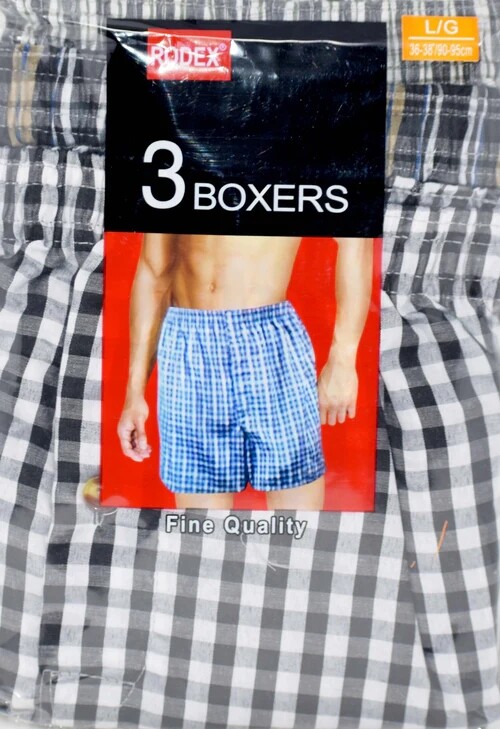 3/6 Pack Men’s Woven Boxers “Cotton~ Tag less” Size: S ~ 3XL
