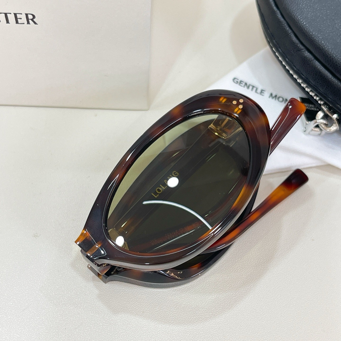 GENTLE MONSTER LOLANG Havana Light Green 55口21-132 Sunglasses New w/ Case