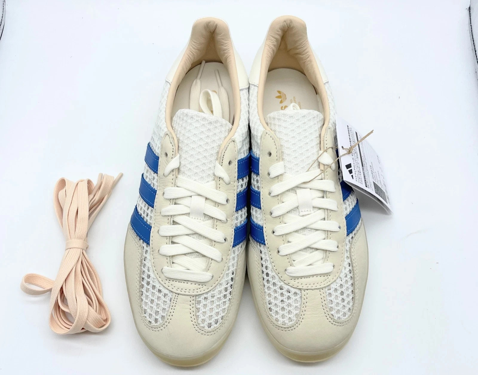adidas Originals Gazelle Indoor Shoes Off White Focus Blue Sneakers Mens JH5419