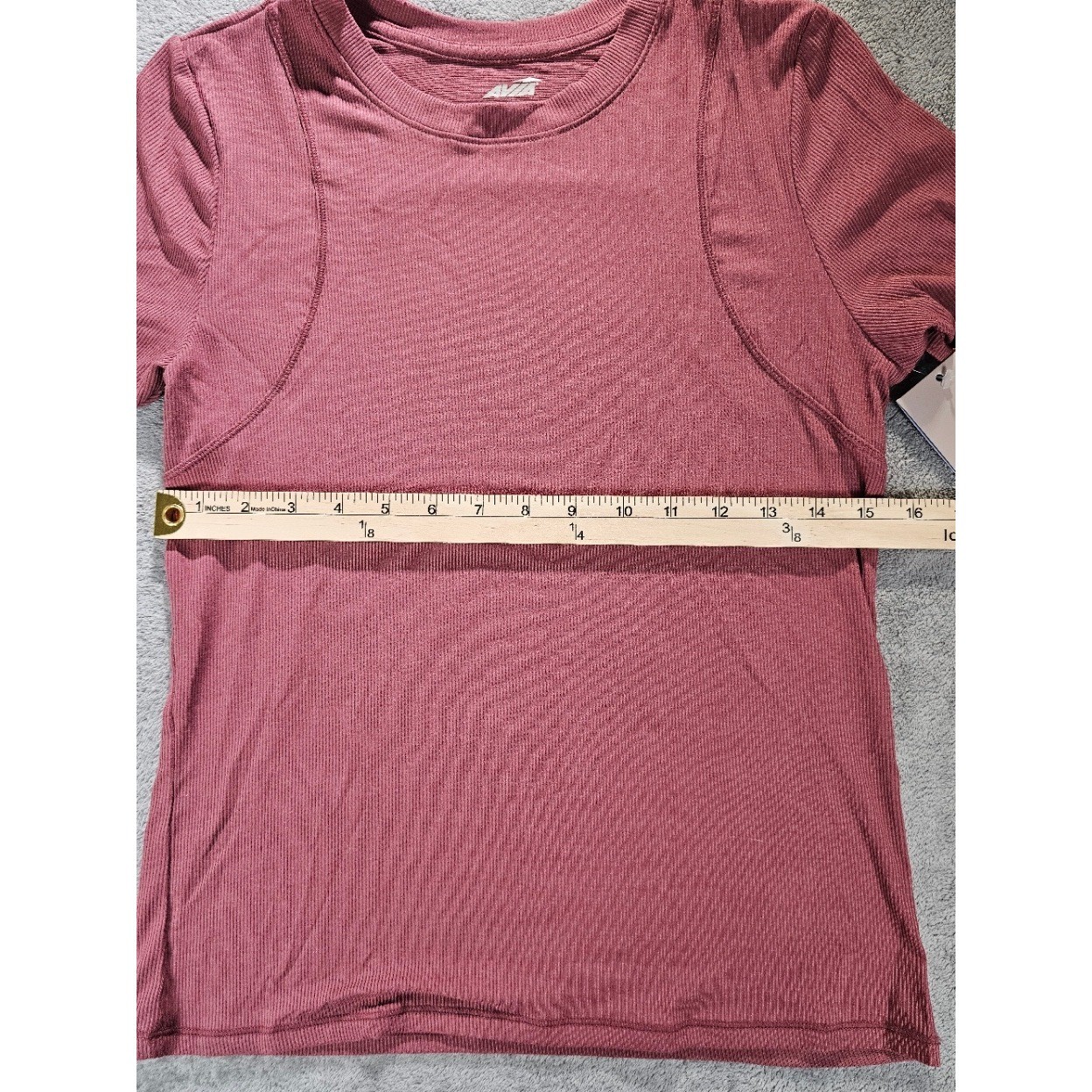 Avia Womens Ribbed Performance T-Shirt Rosewood Mauve XL 16-18 NWT