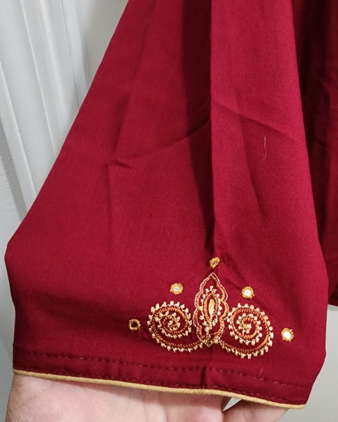 NEW Sakshi Kurti Top 3/4 Sleeve Red Embroidered Salwar Kameez India Size Large