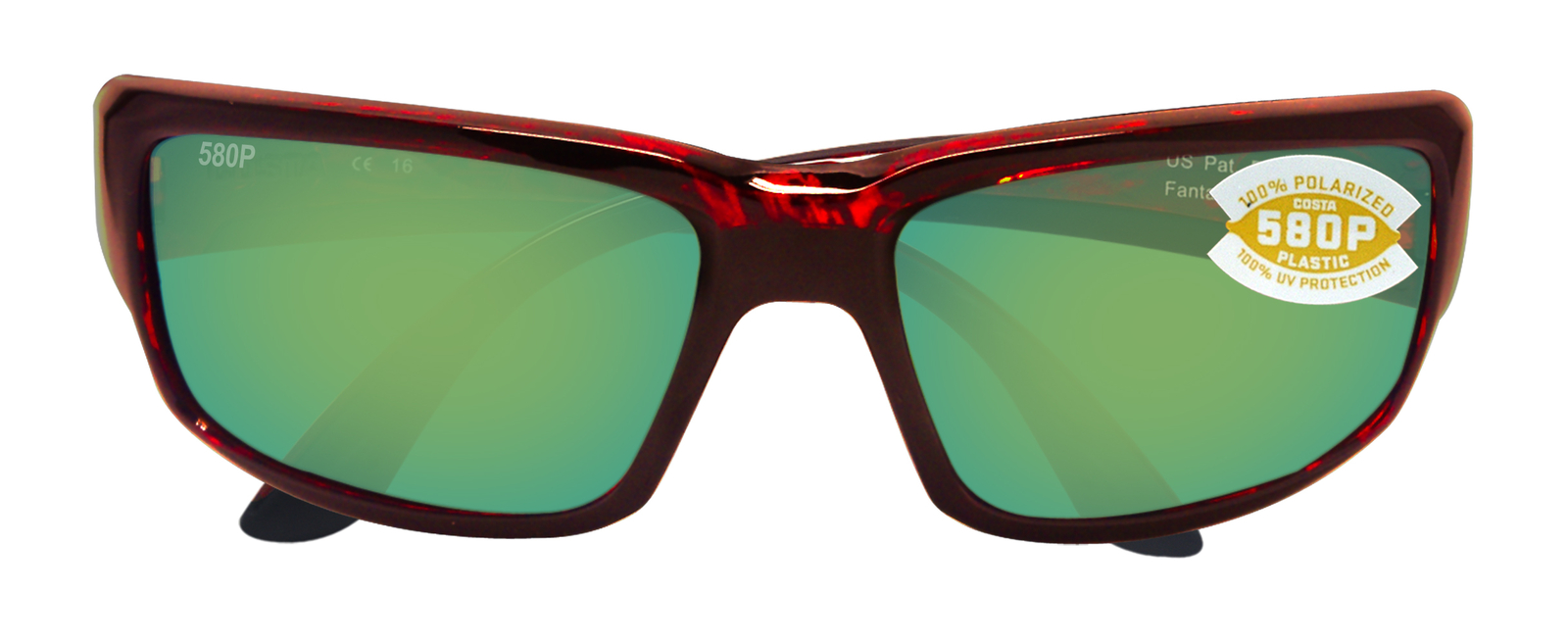 Costa Del Mar fantail tortoise frame green mirror polarized 580 plastic lens new