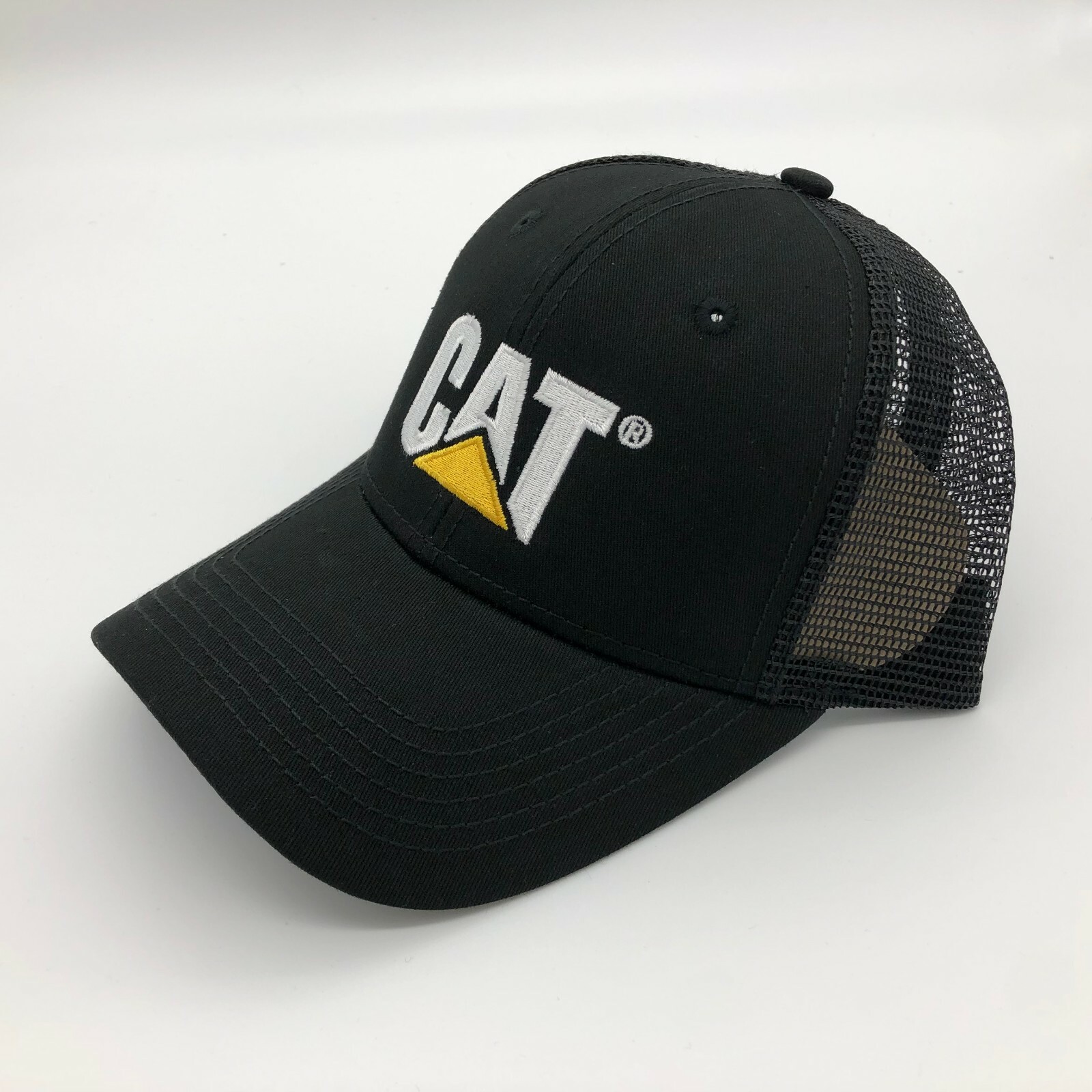 NEW – Caterpillar Cat Equipment Twill / Mesh Hat Cap – Black / Black Mesh