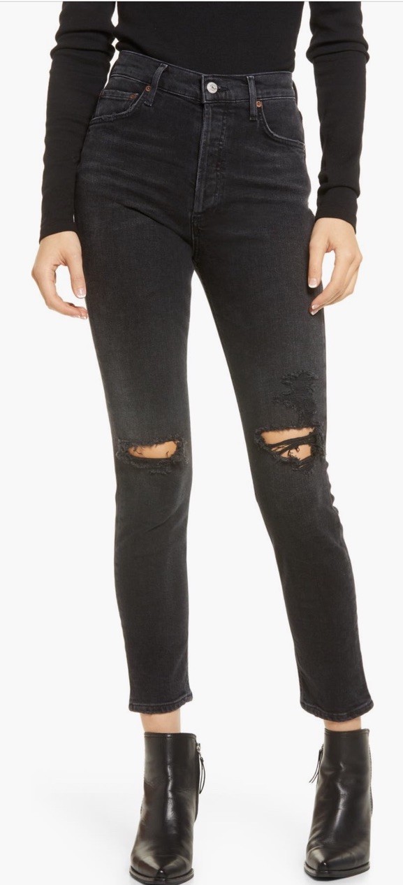 AGOLDE Nico Distressed High Waist Ankle Skinny Jean in Cassette size 24