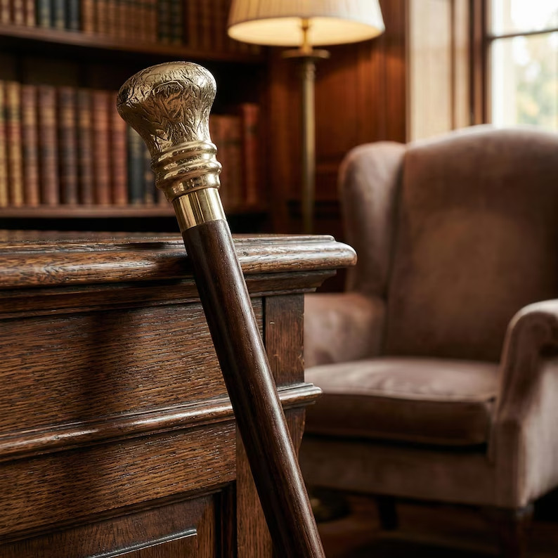 Handmade Brass Handle Wooden Walking Cane Antique Gentleman Gift Walking Stick