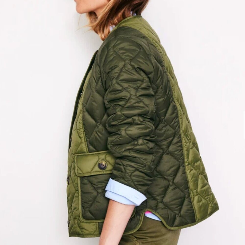 Boden Derby Quilted Liner Jacket Relaxed Fit Olive Green 12