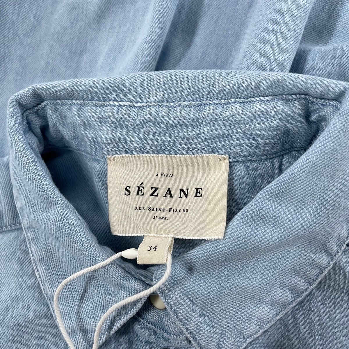 SEZANE Max Long Sleeve Shirt Women’s Size 2 Very Light Denim