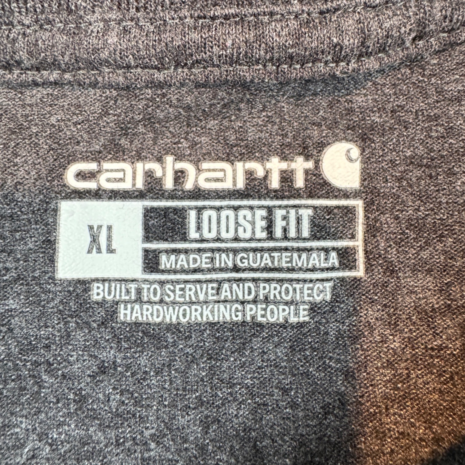 Carhartt Mens XL Loose Fit Long Sleeve T-Shirt Charcoal Grey Orange Sleeve Logo