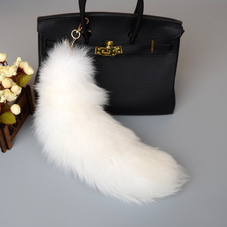 Wholesale 2/5/10pcs-16″-18″ Real Fox Fur Tail Bag Charm Pendant Cosplay Toys