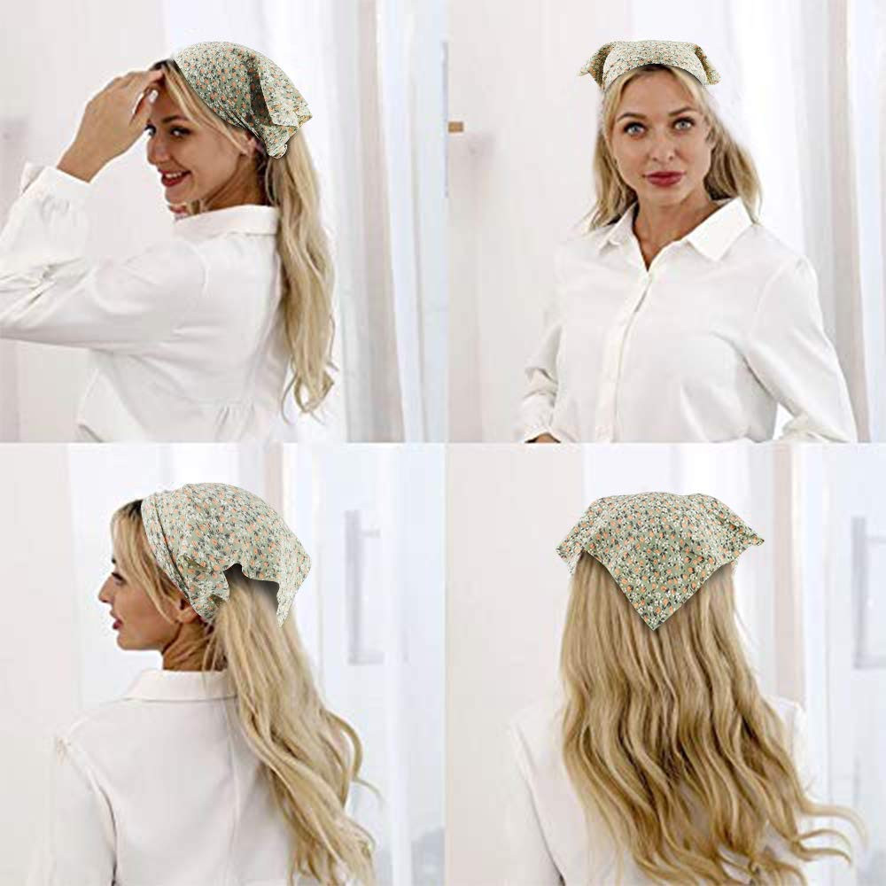 Floral Hair Scarf Headband 5 Pcs Hair Bandanas Chiffon Boho Headbands for Women