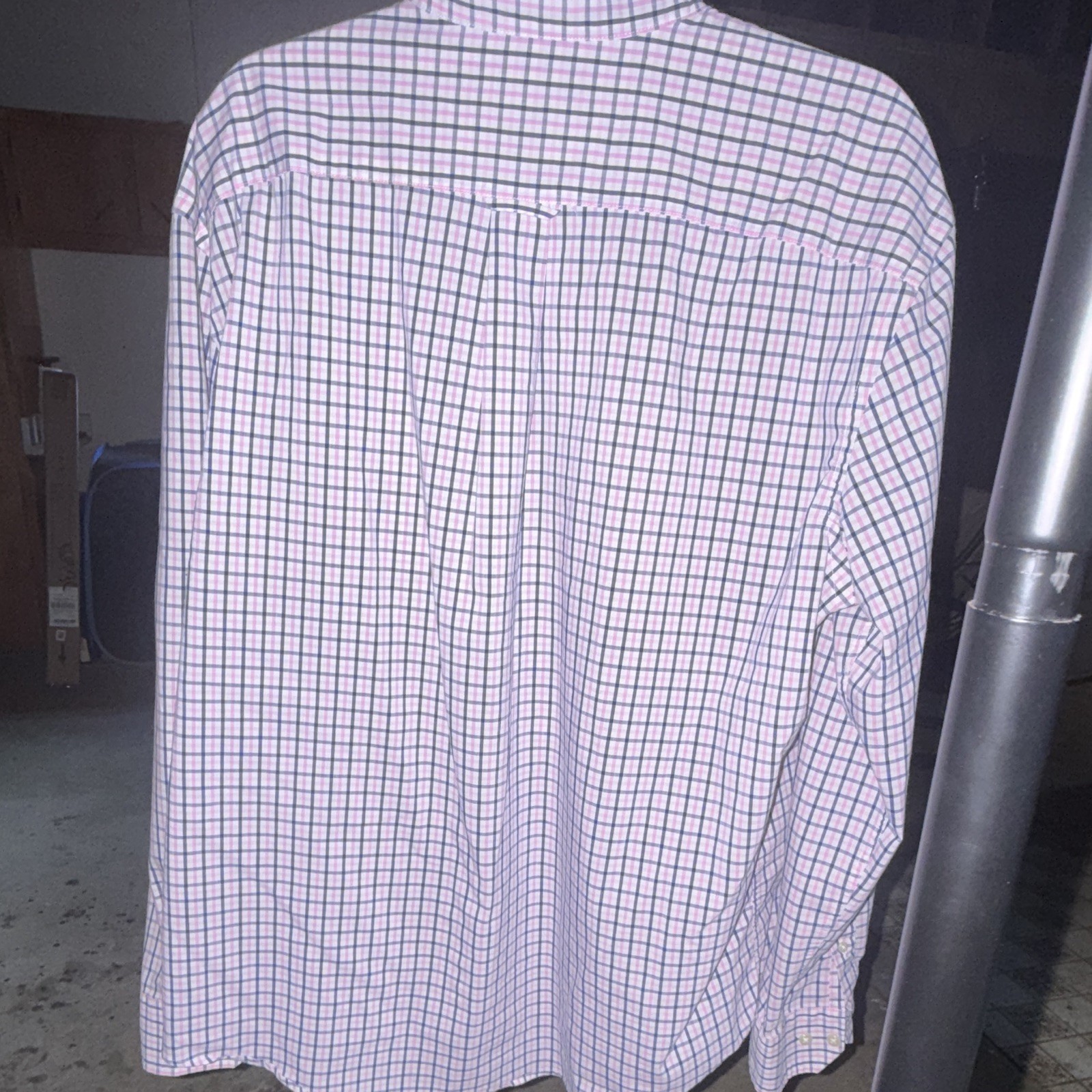 Mason James Men’s XL Stretch Button-Down Check Dress Shirt Blue Pink White