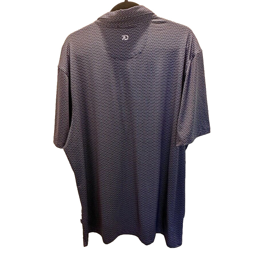 7D 7 Diamonds Mens XL Blue Geometric Core Polo Shirt 4 Way Stretch Performance
