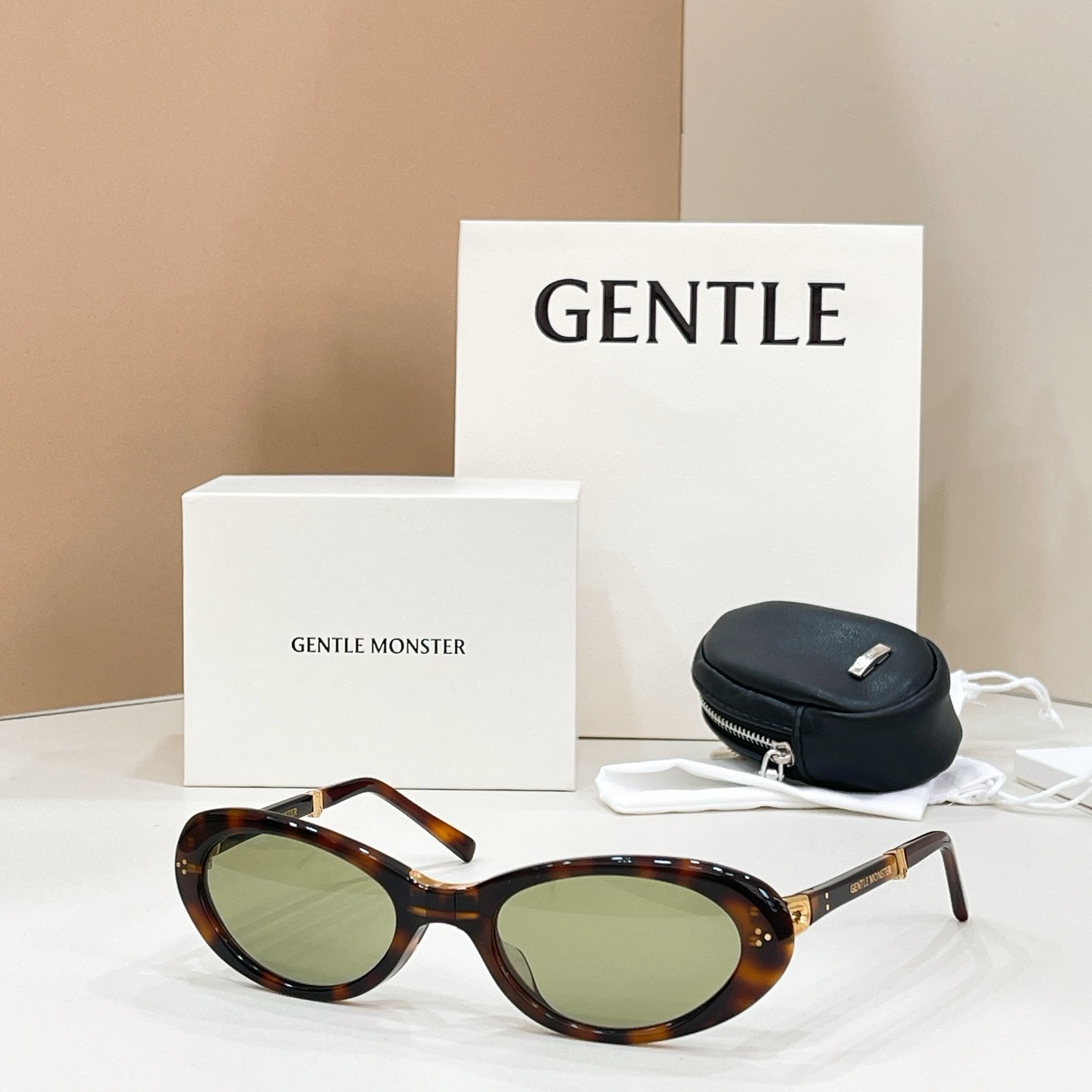 GENTLE MONSTER LOLANG Havana Light Green 55口21-132 Sunglasses New w/ Case