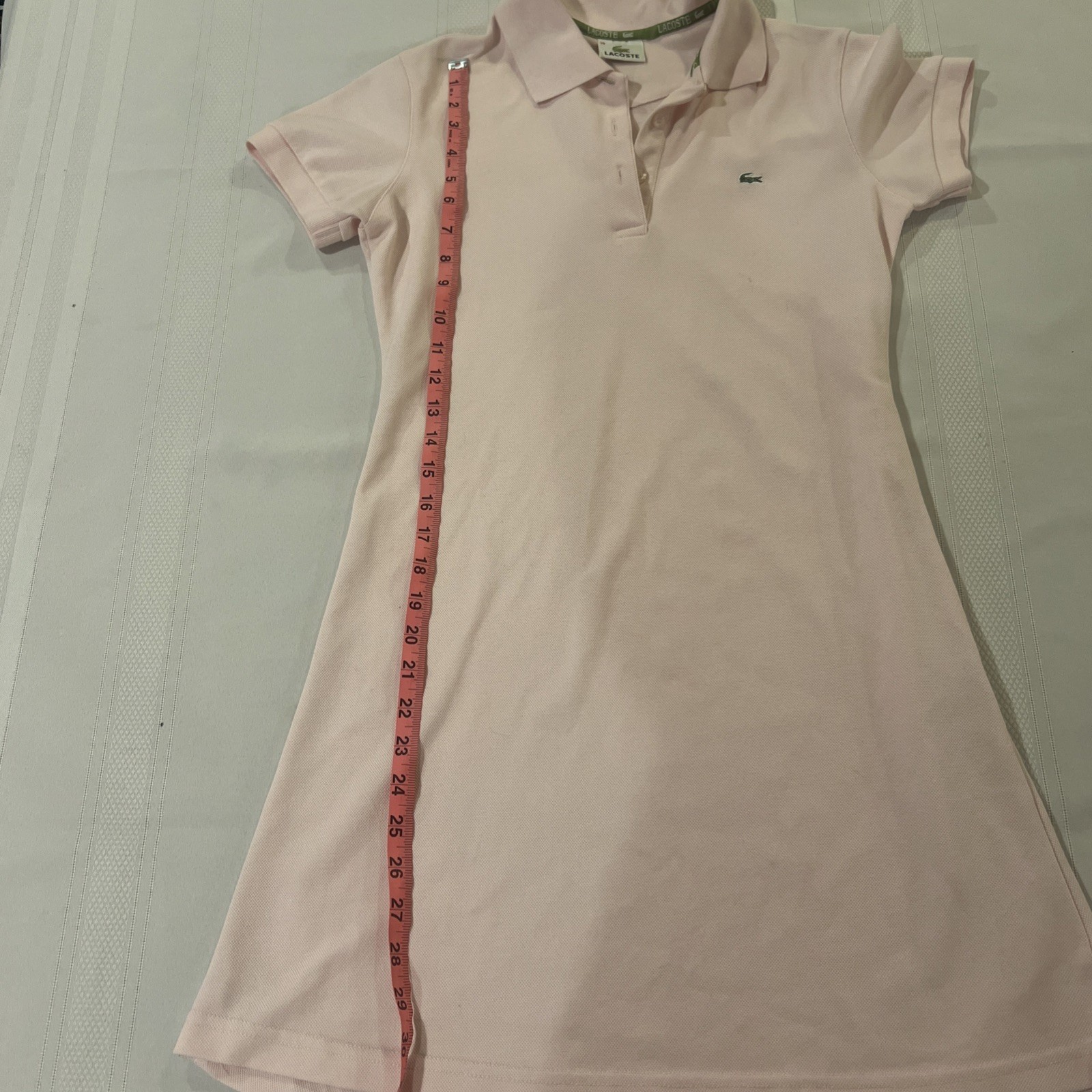 Lacoste Pique Polo Knit Dress Pale Pink 38 Preppy Old Money LACOSTE On Back!